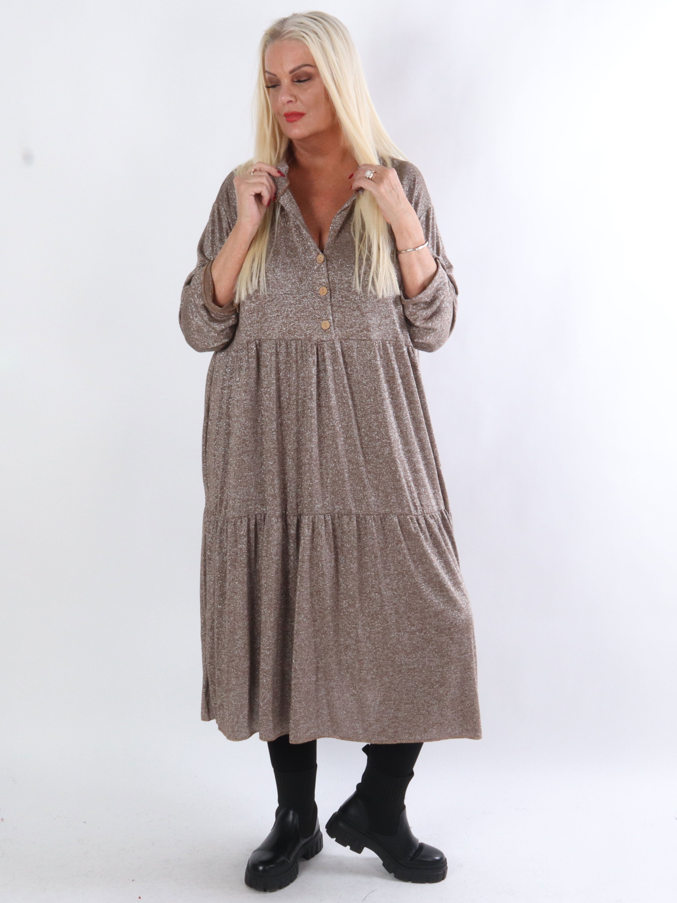 Demi - Lang kjole med glimmertråde